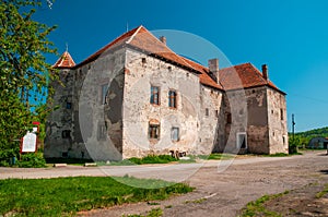 Scenic view of medieval Szent Miklos Castle, Chynadiieve, Transcarpathian region, Ukraine