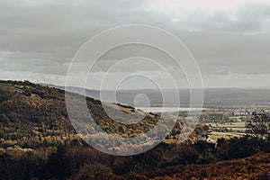 Scenic view from Mendip Hills, UK, on an autumn day