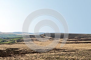 Scenic view of the midgley moor and surrounding countryside in calderdale west yorkshire