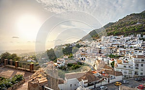 Scenic view of Mijas village at sunset. Costa del Sol, Andalusia photo