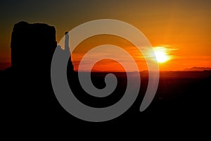 Scenic view of Monument Valley at sunset in Utah, United States.