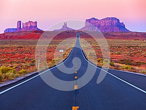 Scenic view of Monument Valley in Utah at twilight, United States