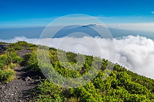 Scenic view of mountains against sky at Mount Ol Doinyo Lengai in Tanzania