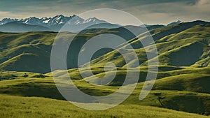 Scenic View of Mountains Near Grassland