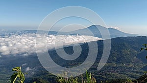 Scenic view of mountains under clear skies