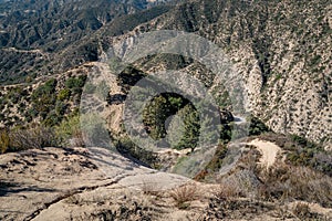 Scenic view of Mt Lowe Road Trail in Los Angeles, California photo