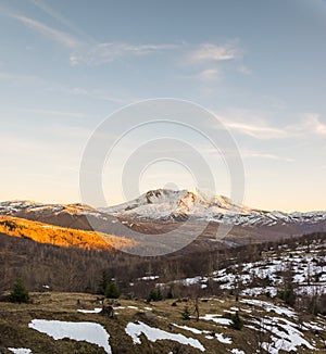 Scenic view of mt st Helens with snow covered  in winter when sunset ,Mount St. Helens National Volcanic Monument,Washington,usa