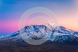 Scenic view of mt st Helens with snow covered  in winter when sunset ,Mount St. Helens National Volcanic Monument,Washington,usa