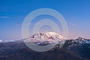 Scenic view of mt st Helens with snow covered in winter when sunset ,Mount St. Helens National Volcanic Monument,Washington,usa.