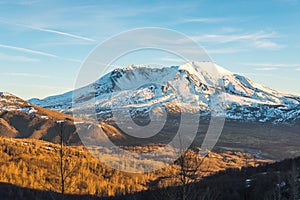 Scenic view of mt st Helens with snow covered in winter when sunset ,Mount St. Helens National Volcanic Monument,Washington,usa.