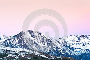 Scenic view of mt st Helens with snow covered in winter when sunset ,Mount St. Helens National Volcanic Monument,Washington,usa.