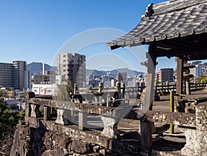 Scenic view of Nagasaki city from overlook in front of Kiyomizudera temple in Nagasaki