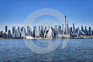 Scenic view of the New York Manhattan skyline seen from across the Hudson River in Edgewater