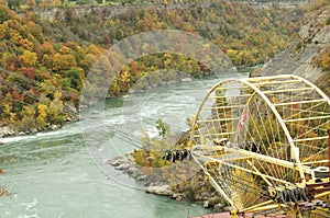 Scenic view of Niagara river with aero car