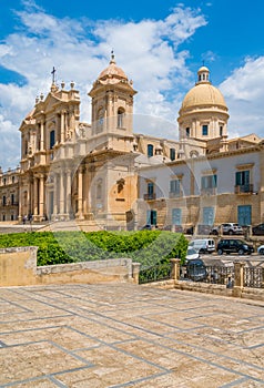 Scenic view in Noto, with the Cathedral. Province of Siracusa, Sicily, Italy. photo