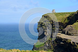 Scenic View of O`Brien`s Tower`s Sea Cliffs in Ireland