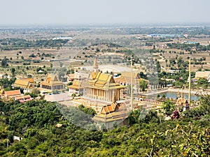 Scenic view from the observation platform at the top of Oudong mountain in Cambodia