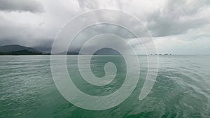 Scenic view of ocean and islands on the ferry route from Koh Samui to Donsak, Thailand