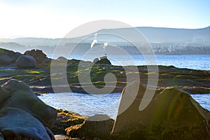 Scenic view of the ocean overlooking the bay of Nanaimo in Vancouver Island, British Columbia.