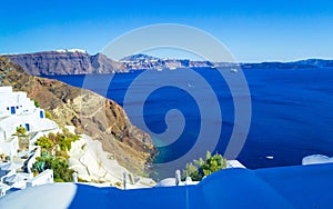 Scenic view of Oia town Santorini and Caldera seascape Greece