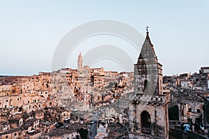 Scenic view of the old city of Sassi di Matera in Italy photo