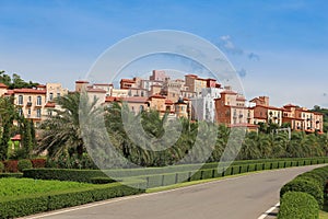 Scenic view of one hotel & resort town made of Toscana Valley theme in italian style