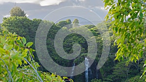 Scenic view of Opaekaa Falls in Wailua State Park on the Island of Kauai, Hawaii