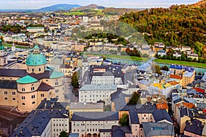 Scenic view opening from Hohensalzburg fortress in Salzburg