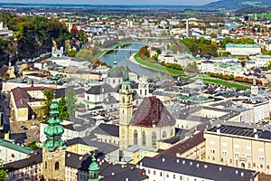 Scenic view opening from Hohensalzburg fortress in Salzburg