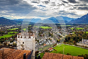 Scenic view opening from Hohensalzburg fortress in Salzburg