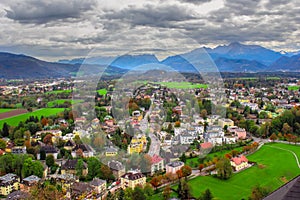 Scenic view opening from Hohensalzburg fortress in Salzburg