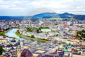 Scenic view opening from Hohensalzburg fortress in Salzburg