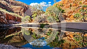 Scenic view of Ormiston gorge water hole in the West MacDonnell Ranges outback Australia