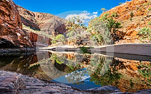 Scenic view of Ormiston gorge water hole in the West MacDonnell Ranges outback Australia