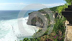 Scenic view over the cliffs from the Ulu Watu Temple on Bali. Indonesia, 4k footage video