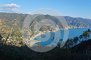 Scenic view over the coastline of Monterosso