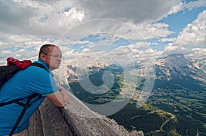 Scenic view over Dolomites mountains, Italy