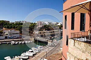 Scenic view over historic marina in a port town know for travel and tourism