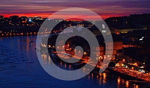 Scenic view over Luis I bridge in Oporto