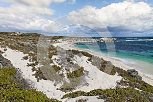 Scenic view over one of the beaches of Rottnest island, Australia.