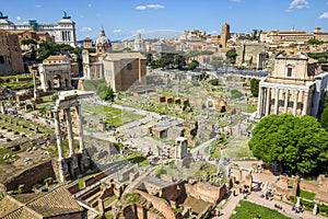 Scenic view over the ruins of the Roman Forum in Rome