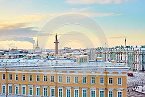 Scenic view of the Palace square in St. Petersburg