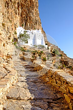 Scenic view of Panagia Hozovitissa monastery on Amorgos island