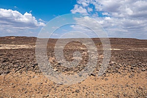 Scenic view of the panoramic desert landscapes of Loiyangalani District in Turkana County, Kenya