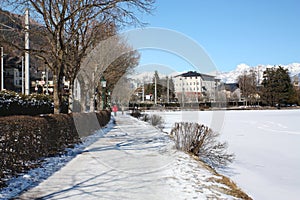 Scenic view of path around lake, Zeller See, Zell