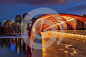Peace Bridge Glowing At Night