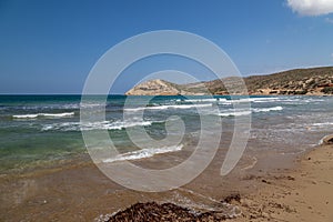 Scenic view at peninsula Prasonisi on Rhodes island, Greece