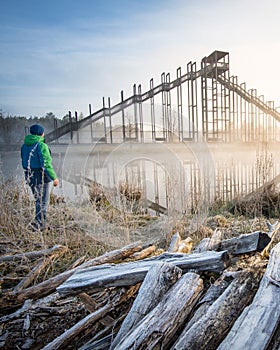 Scenic view of a person looking a the Ladder of heaven located in Tirschenreuth, Germany