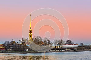 Scenic view of Peter and Paul Fortress in St. Petersburg, Russia