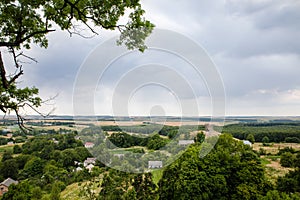 Scenic view on Pidkamin inselberg on adjacent hill in Brody region of Galychyna photo